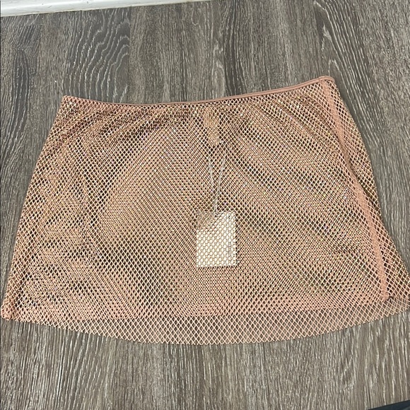 Swarovski X Skims Stretch Net Mini Skirt Gold - Picture 3 of 6